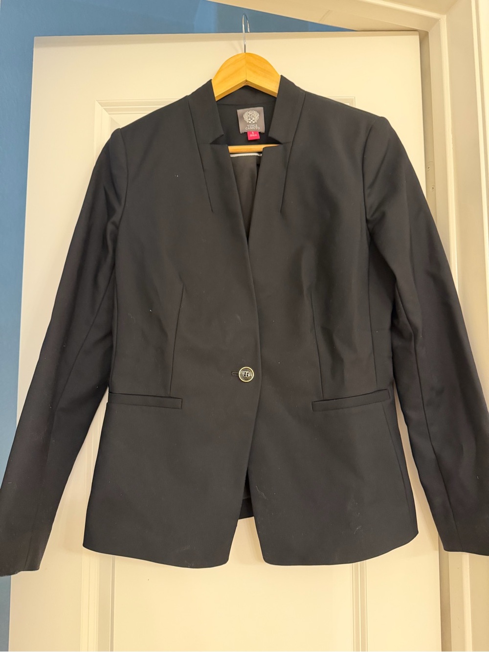 Vince Camuto Black Single-Button Notchless Blazer